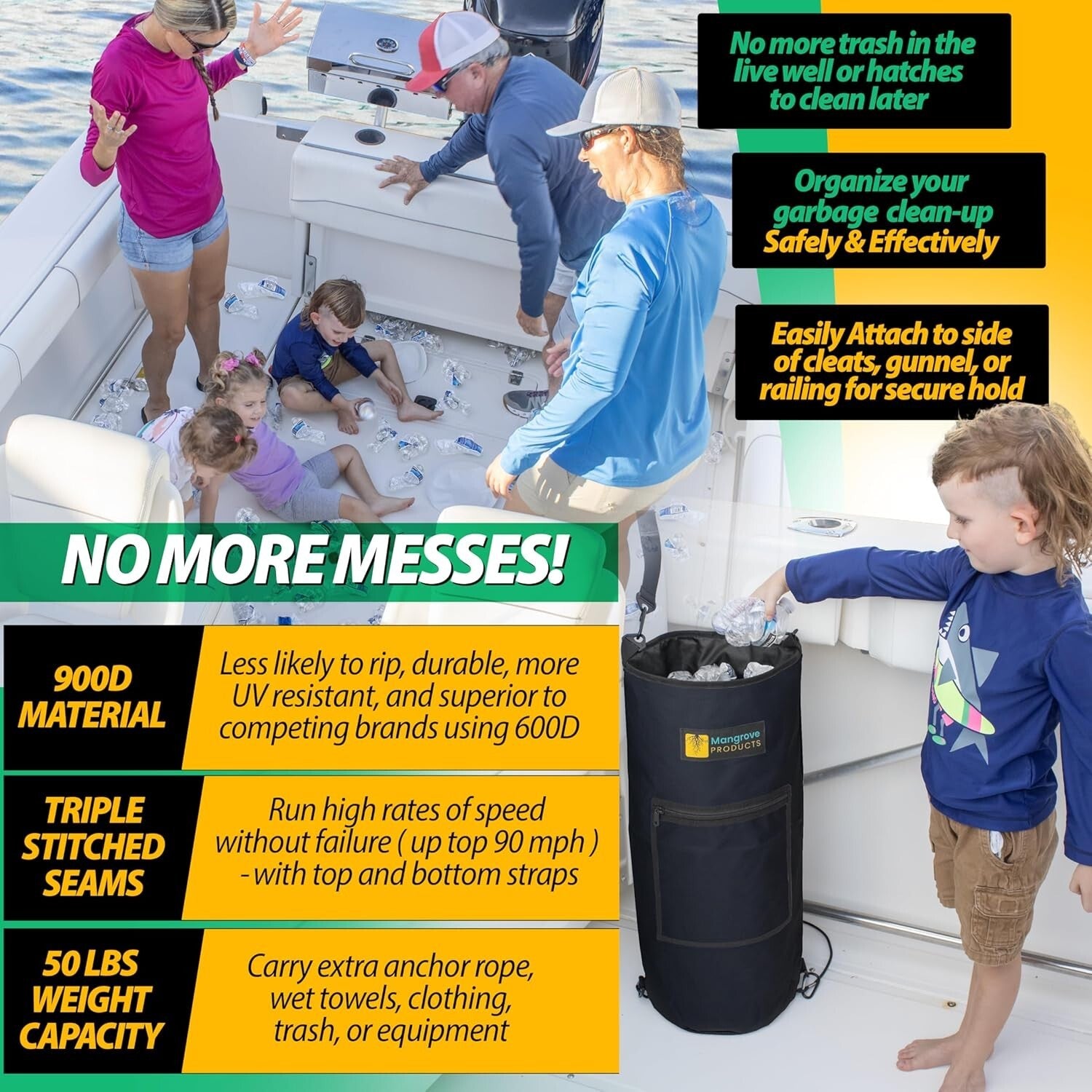 Rugged 7.05 Gallon Boat Trash Can - Heavy-Duty Design for Outdoor Adventures