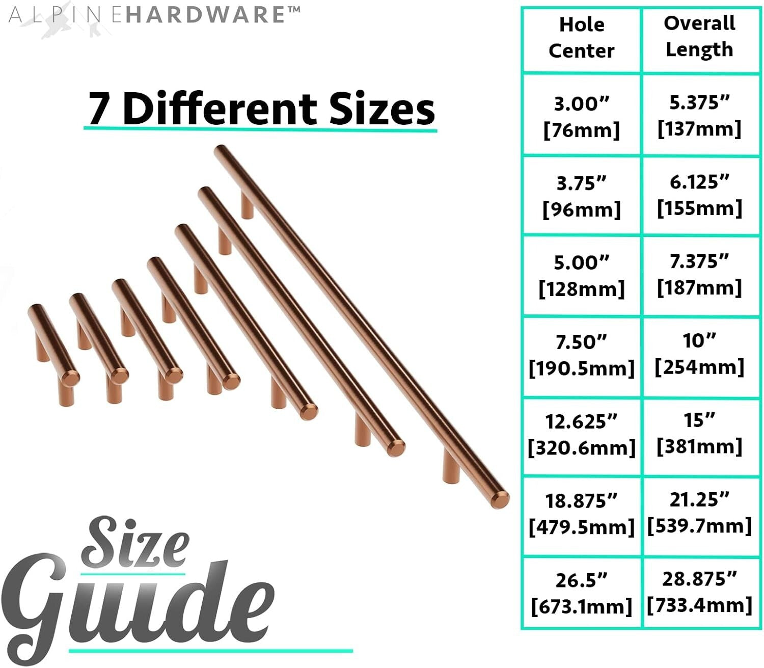 Elegant 25-Pack Copper Bronze Handle Pulls for Cabinets & Drawers - T-Bar Style