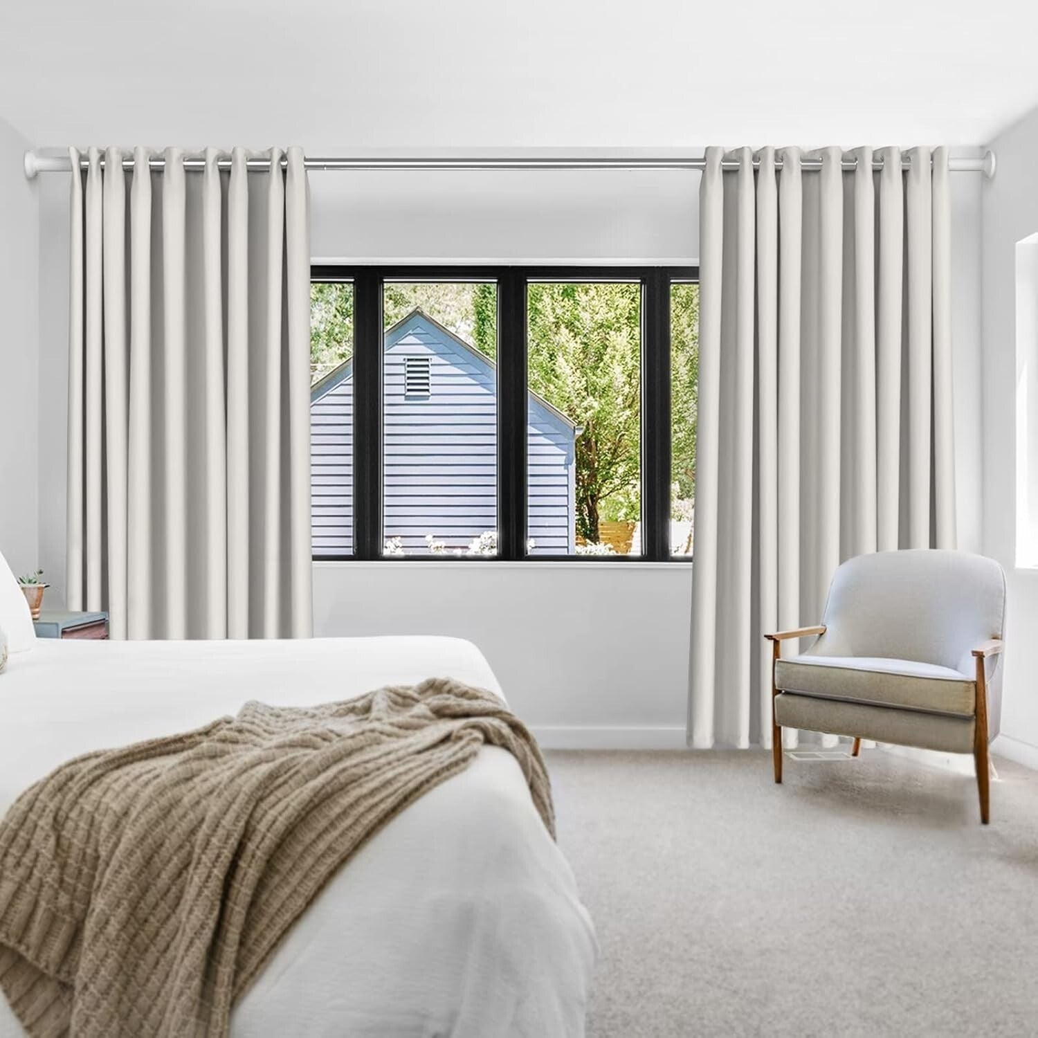 Durable Stainless Steel Tension Curtain Rod - 51-126 inch, No Drill Installation