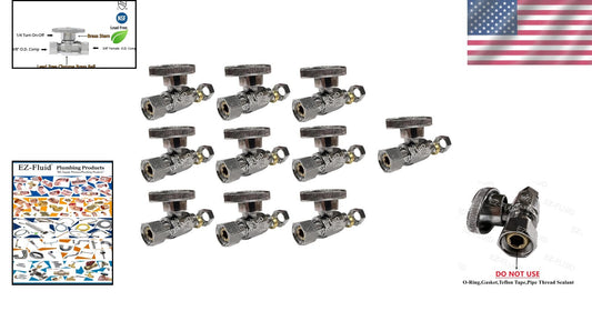 10-Pc Lead-Free Chrome Brass Plumbing Shut-Off Valve - Quarter-Turn Design