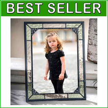 Load image into Gallery viewer, Antique Charcoal Stained Glass Photo Frame - 5x7 Horizontal/Vertical Display