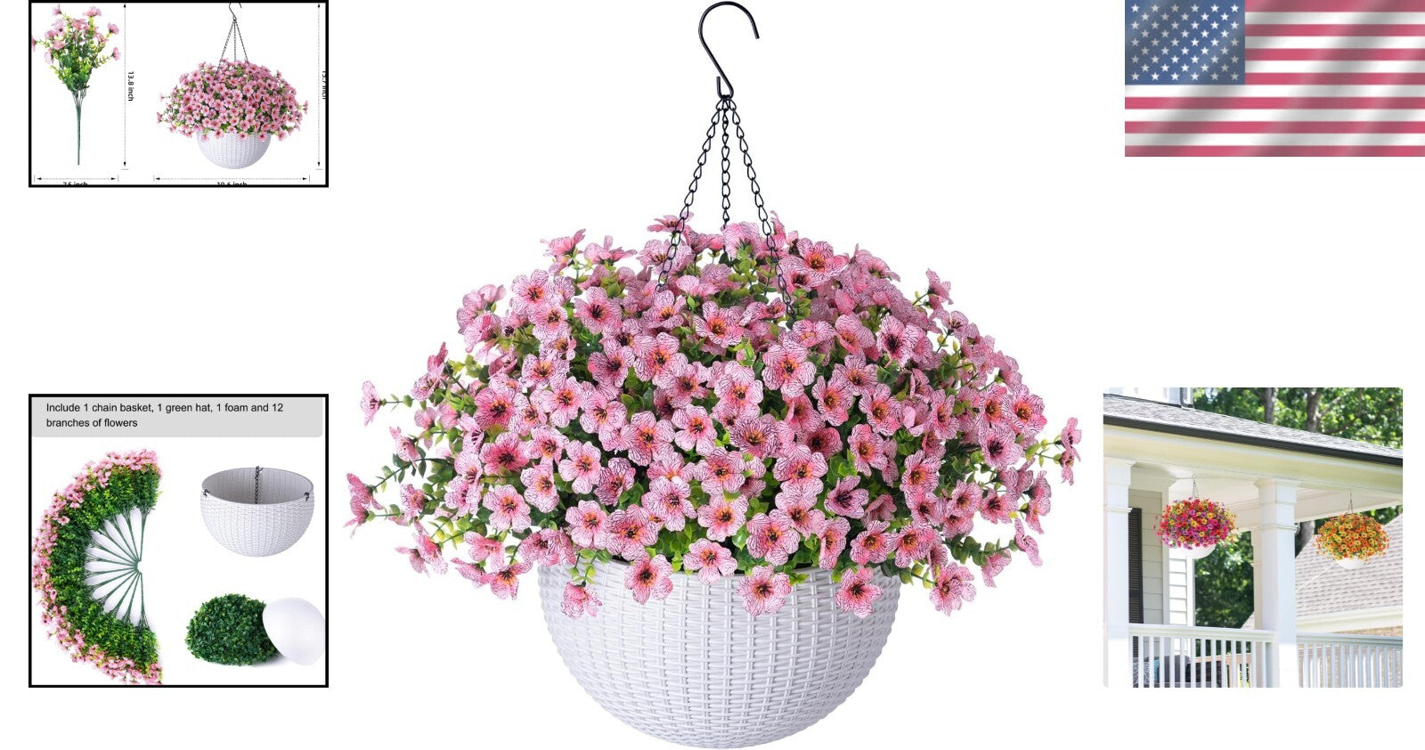 Elegant Silk Daisy Hanging Basket - Perfect for Year-Round Home and Patio Charm