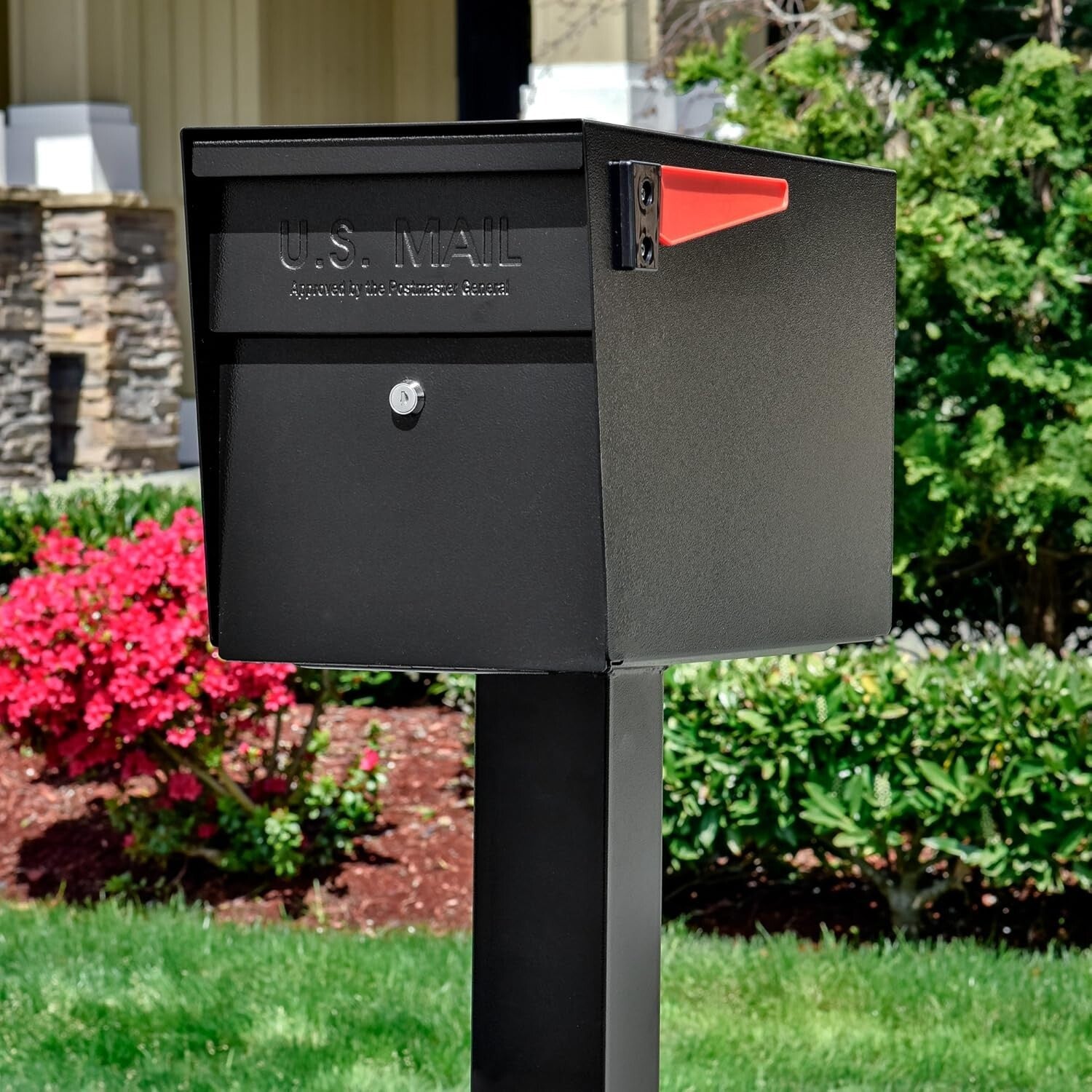 43-Inch Heavy-Duty Black In-Ground Mailbox Post with Installation Hardware