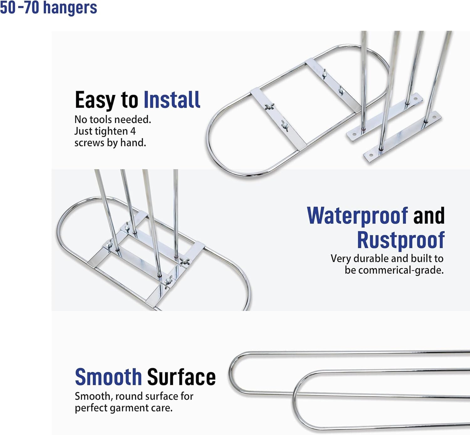 Chrome-Plated Hanger Organizer - Holds 50-75 Hangers, Space-Saving Stand