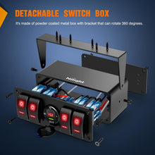 Load image into Gallery viewer, Rocker Switch Box with 4 Gang Control, USB Charger &amp; Adjustable Mount Bracket