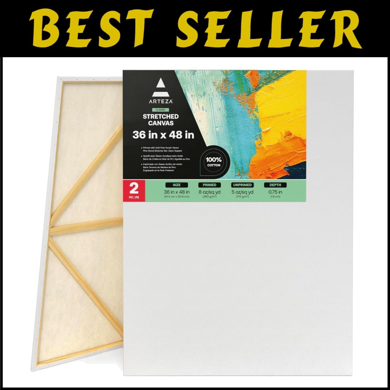 Extra Large 36x48 Stretched Cotton Canvases – Perfect for Creative Expression