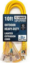 Load image into Gallery viewer, 10 ft Yellow 12-Gauge Heavy Duty Extension Cord - Ideal for Tools &amp; Appliances