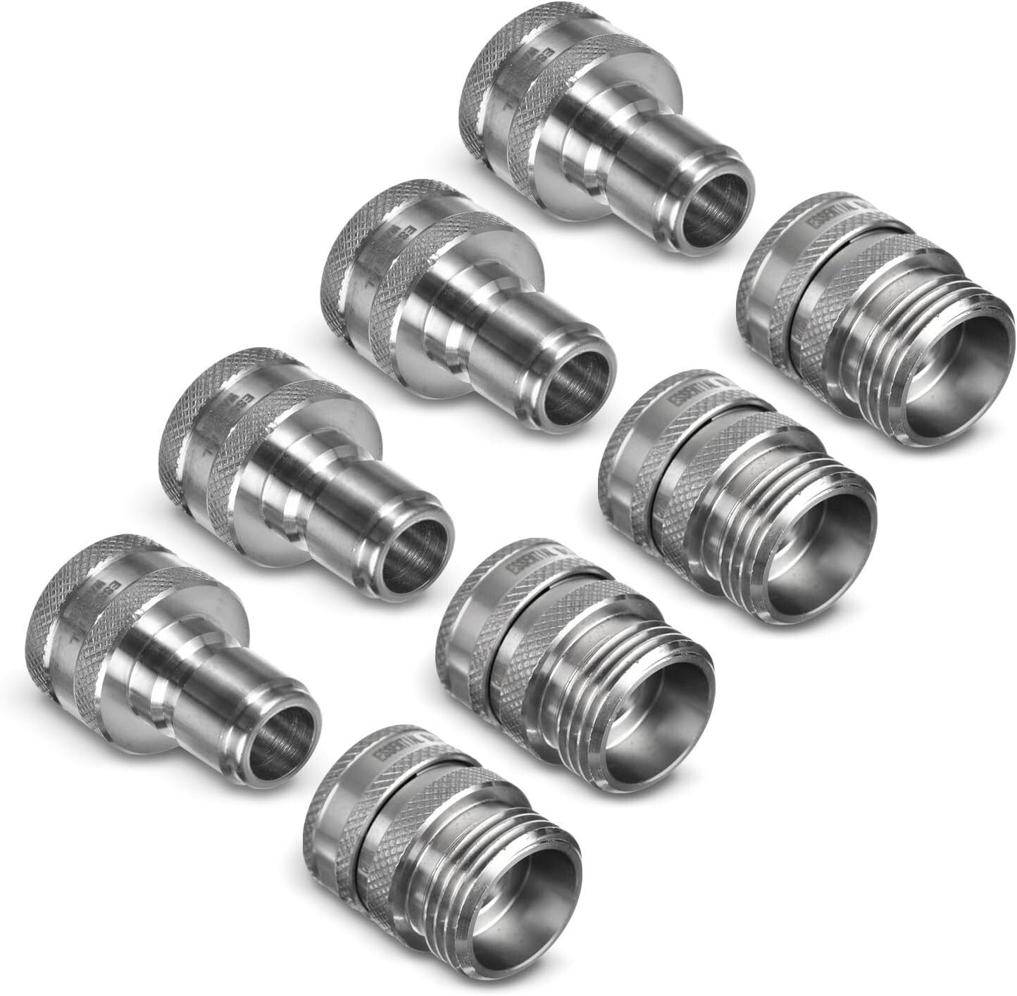 304 Stainless Steel Quick Connect Garden Hose Fittings Set - One Hand Operation