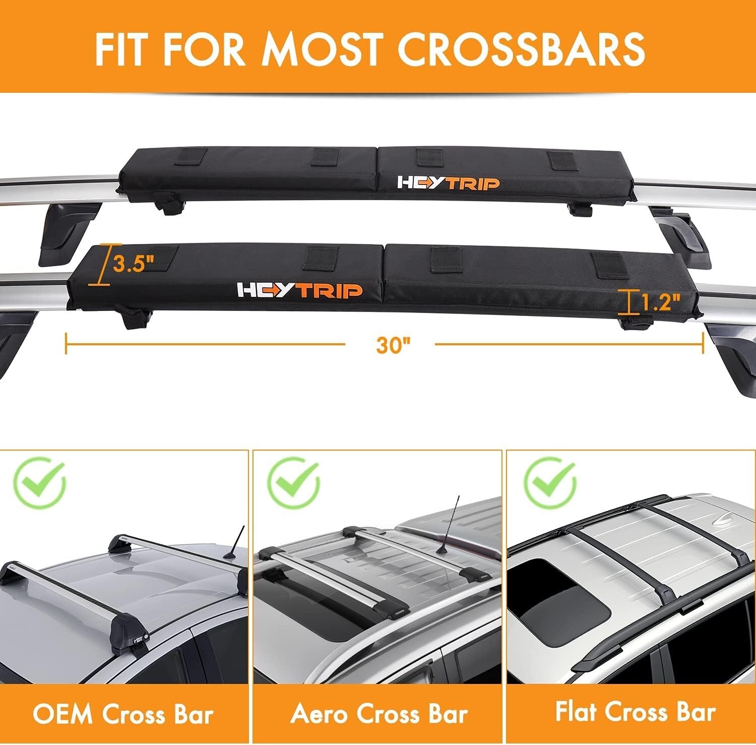 Foldable Roof Rack Pads 30" for Secure Luggage Transport - Includes Storage Bag