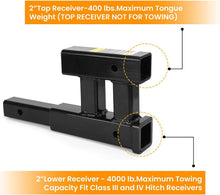 Load image into Gallery viewer, 4000lbs Dual Hitch Extension - 2 Inch Receiver Adapter with Adjustable Rise/Drop