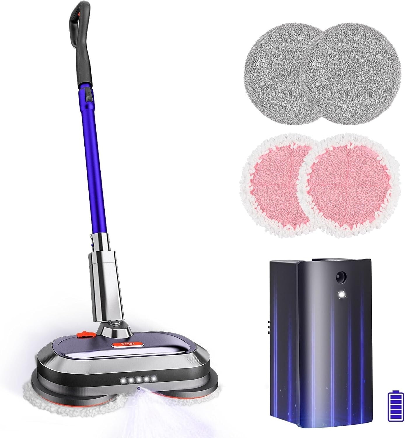 Multi-Surface Electric Mop with Detachable Battery & Deep Cleaning LED Headlight