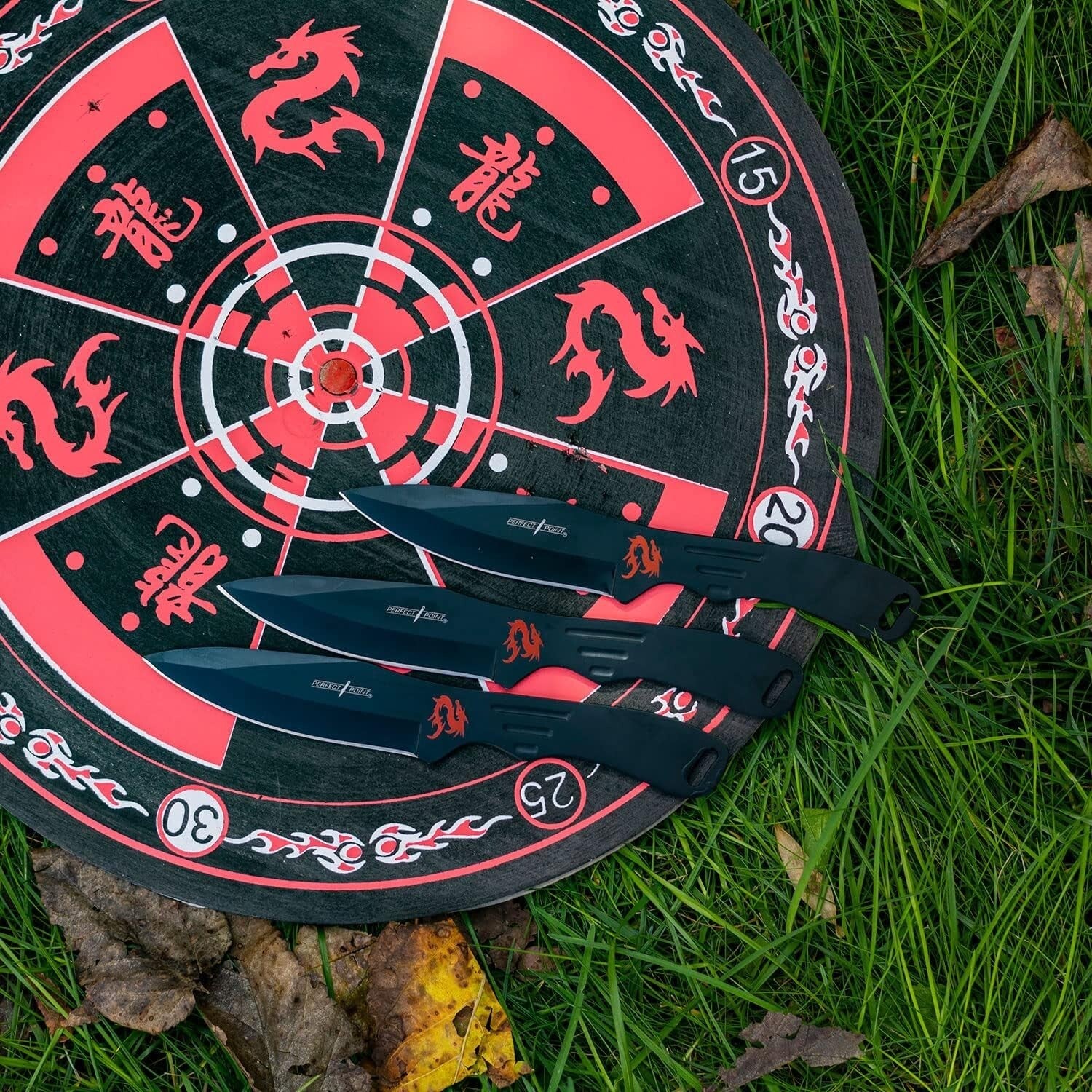 Black Stainless Steel Throwing Knives with Target Board - Perfect for All Levels