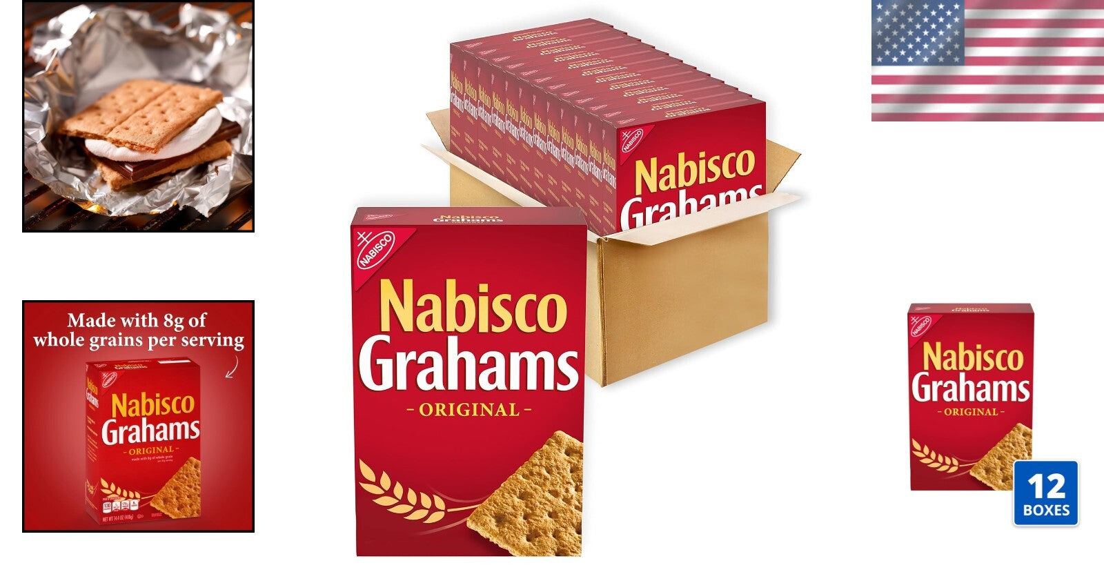 Original Graham Crackers in 12 Bulk Boxes - Perfect for On-the-Go Snacking