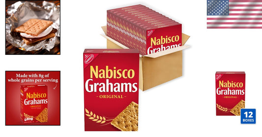 Original Graham Crackers in 12 Bulk Boxes - Perfect for On-the-Go Snacking