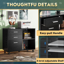 Load image into Gallery viewer, 3 Drawer Mobile File Cabinet with Open Shelves - Stylish Home Office Storage