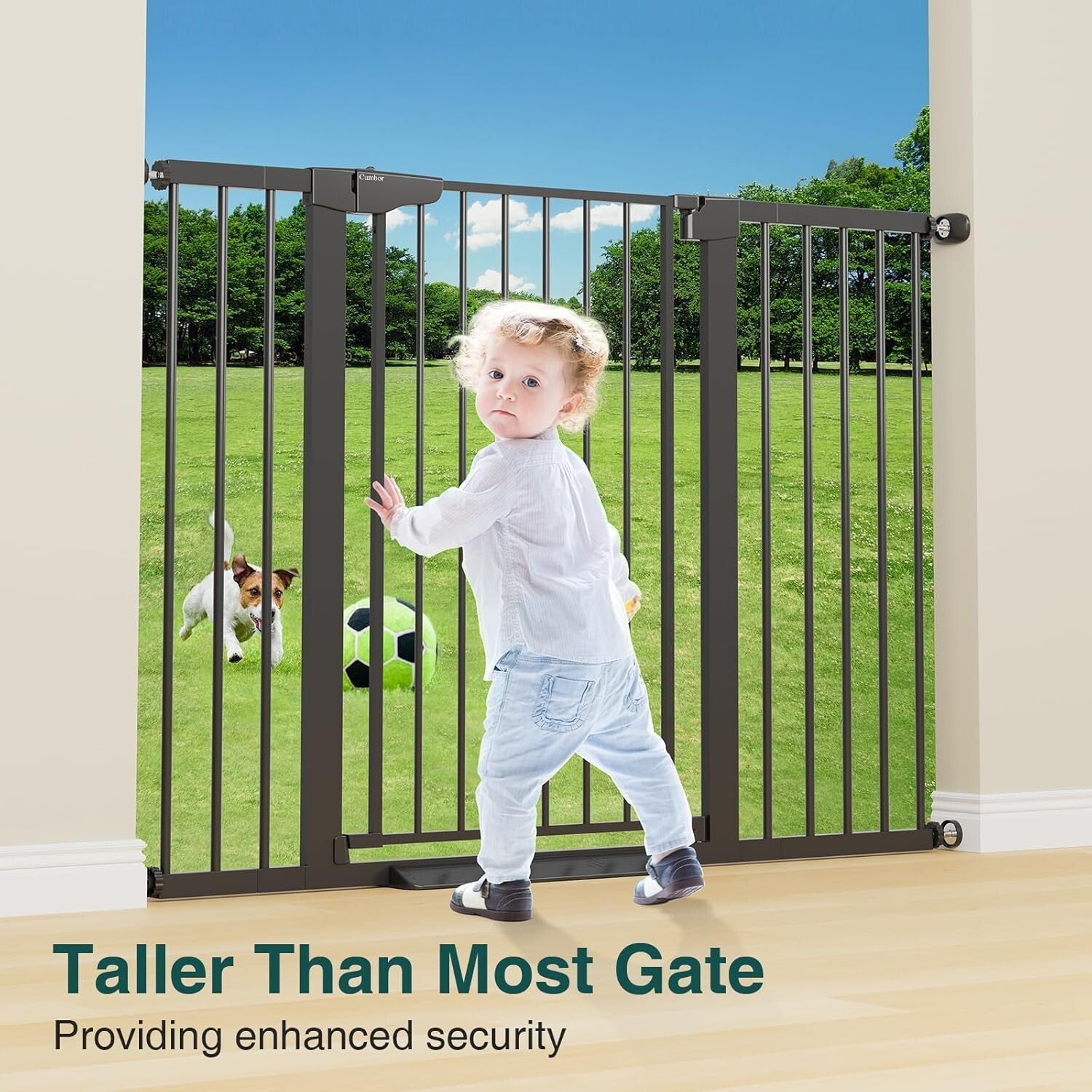 Black Pressure Mounted 36" Child & Pet Safe Gate - Auto Close & Adjustable Width
