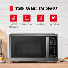 Load image into Gallery viewer, Sleek Black Stainless Steel Microwave Oven - Smart Sensor &amp; Easy Clean Features