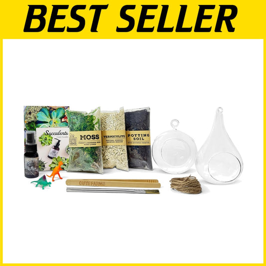 Create Your Own Terrarium with Glass Globe, Moss & Mini Dinosaurs - USA Made