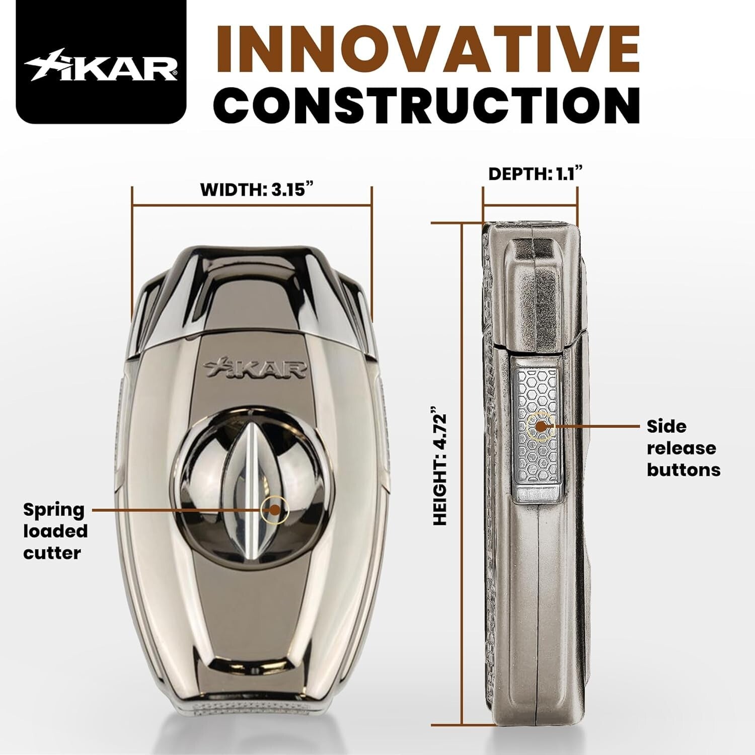 Elegant VX2 V-Cut Cigar Cutter: Effortless Operation for 54-70 RG Cigars