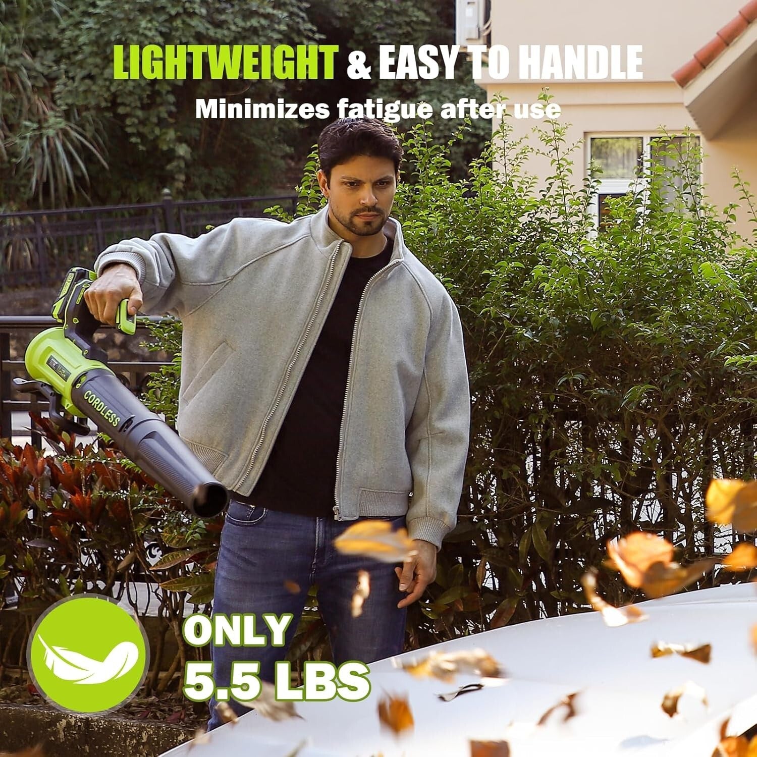 Cordless Leaf Blower with 560 CFM & 180 MPH Power - 2× 4.0Ah Batteries Included