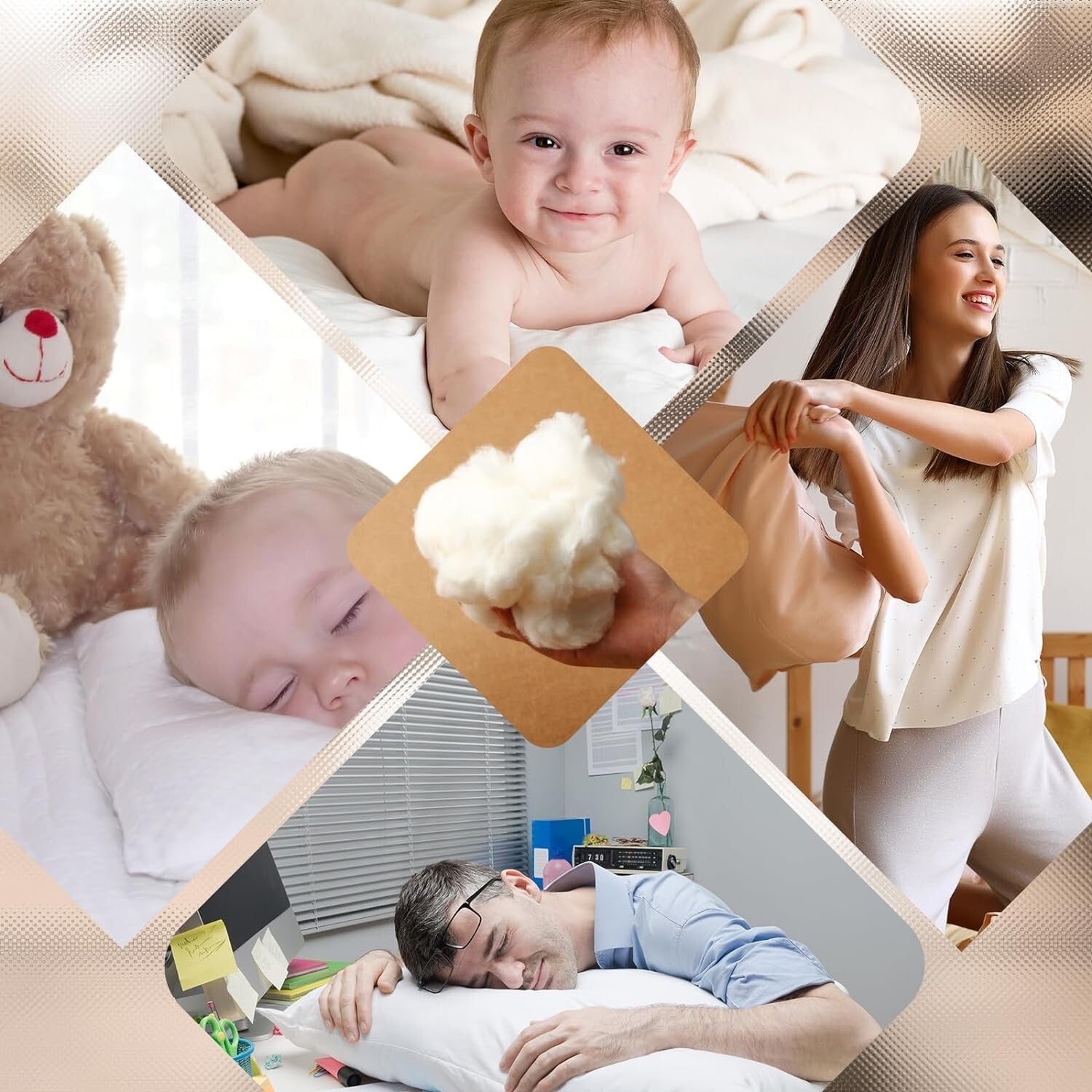 Pure White Cotton Fiber Filling - Ample 4.4 lb Pack for Stuffed Animals & Crafts