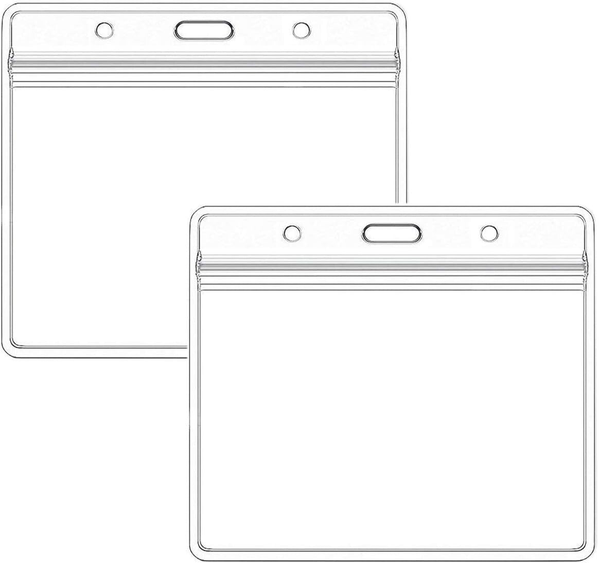 200-Pack Extra Thick Waterproof Horizontal ID Badge Holders with Zipper Closure