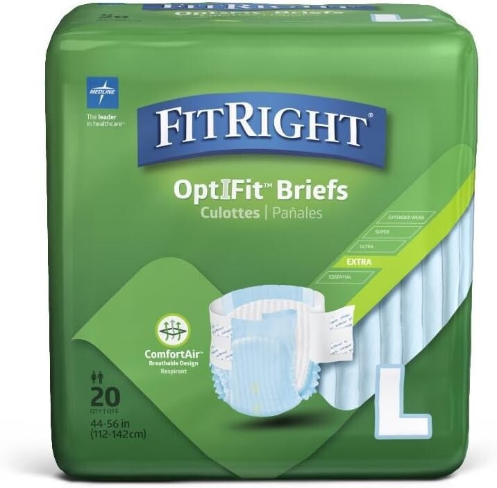 Moderate Absorbency Disposable Adult Diapers with Resealable Tabs - Large Size