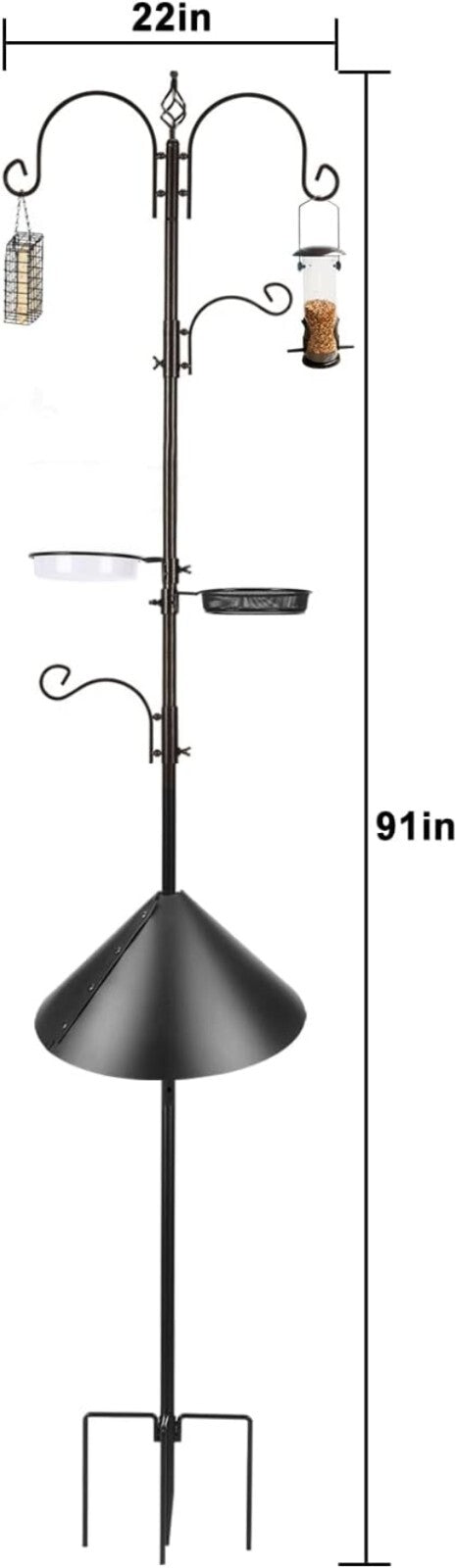 Multi-Functional 91-Inch Bird Feeder Station Kit with Adjustable Hooks & Trays