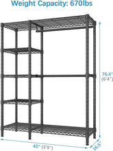Load image into Gallery viewer, V7 Heavy-Duty 5-Tier Garment Rack - Portable Closet with Maximum 670lbs Load
