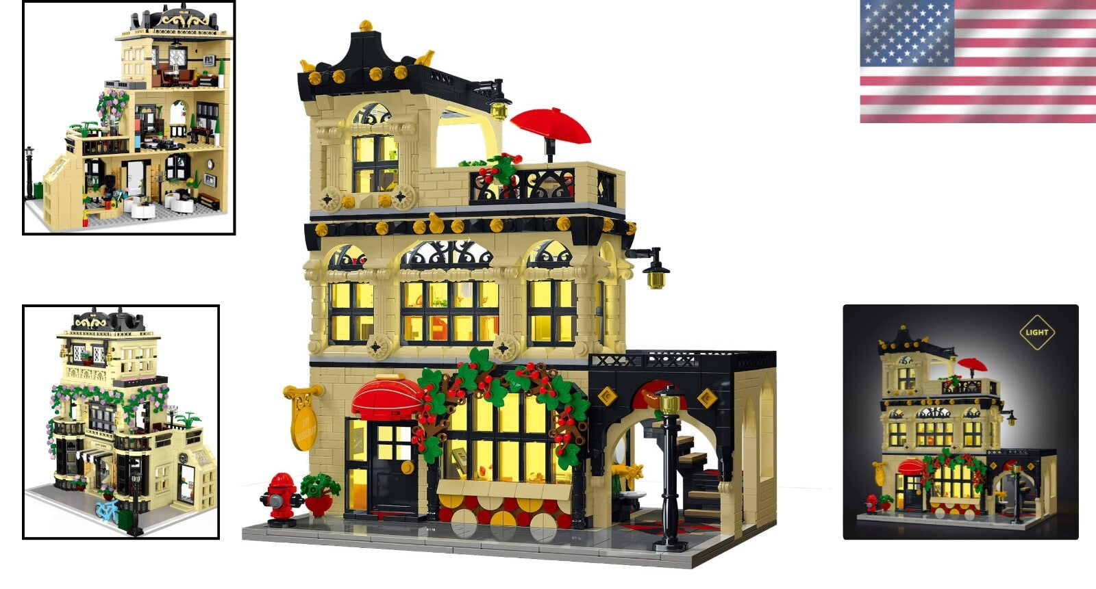 Detailed City Restaurant Architecture Model with LED Lights - 12+ Age Friendly