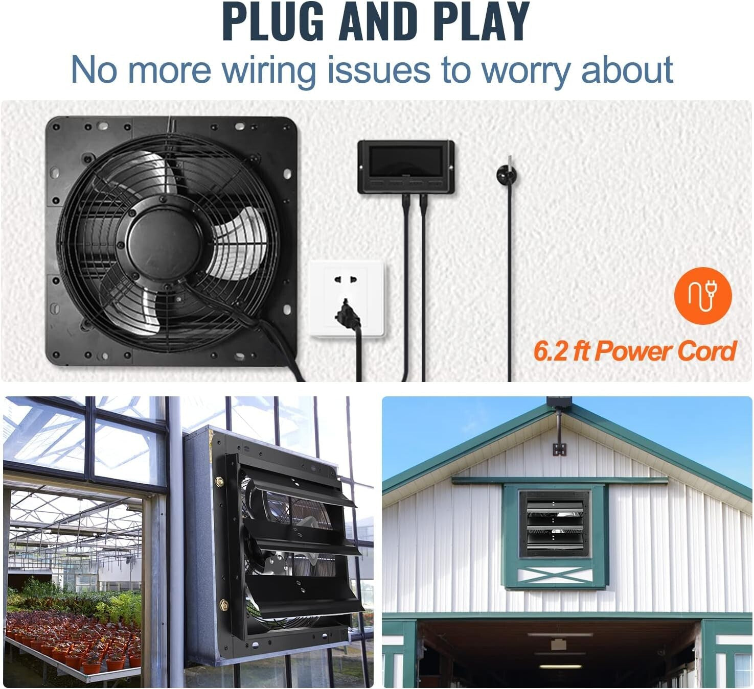 ETL Listed 10-Speed Exhaust Fan with Temperature & Humidity Control - 820 CFM