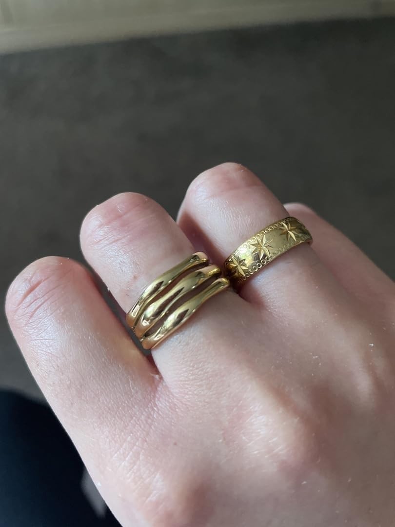 Luxury Waterproof Gold Ring for Women - Everyday Stackable & Sweatproof, Size 6