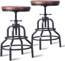 Load image into Gallery viewer, Brown Wood and Metal Counter Height Swivel Stool - Set of 2 for Rustic Charm