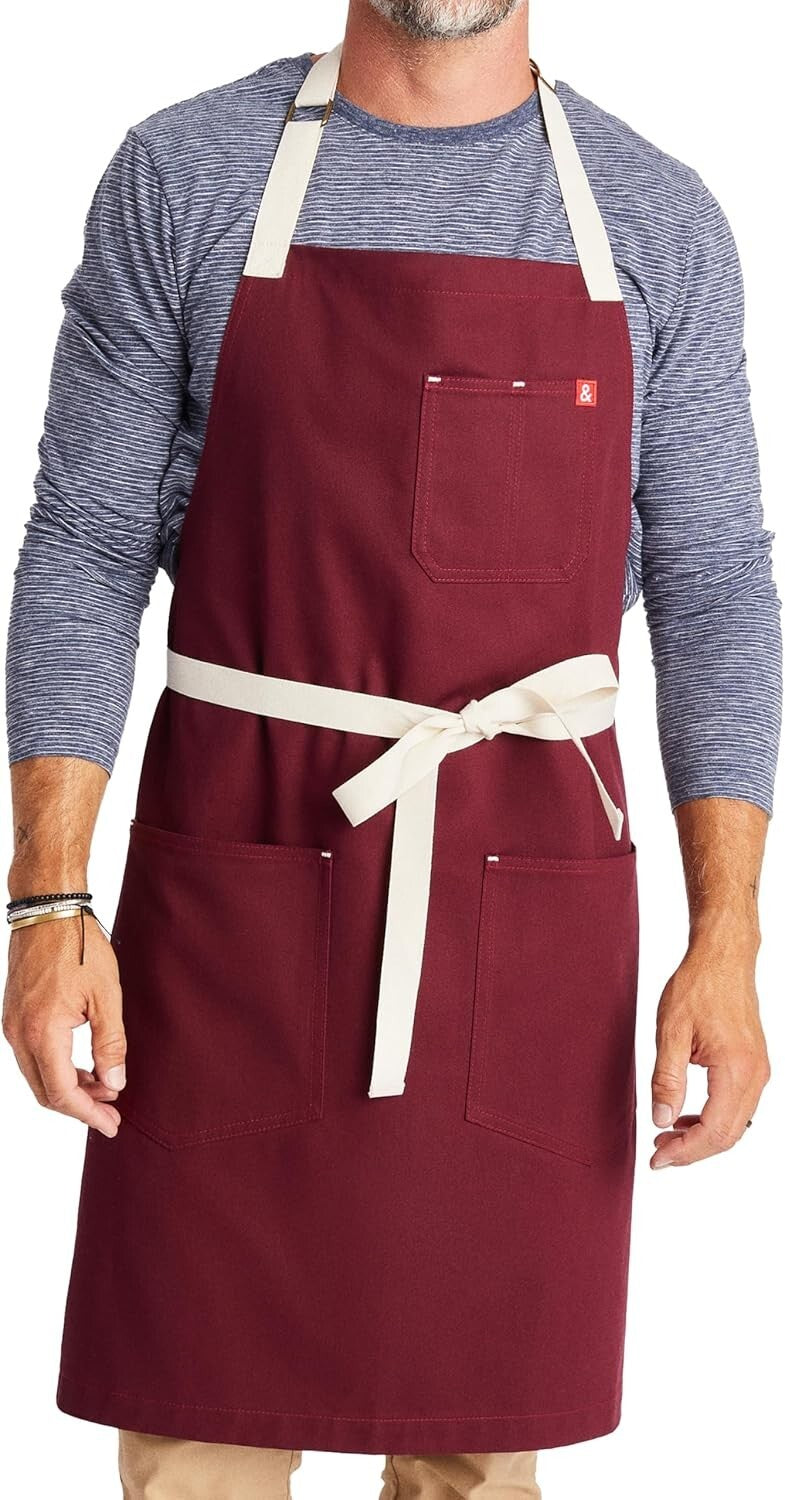 Professional Grilling Apron with Utility Loop and Double Pockets - Easy Care