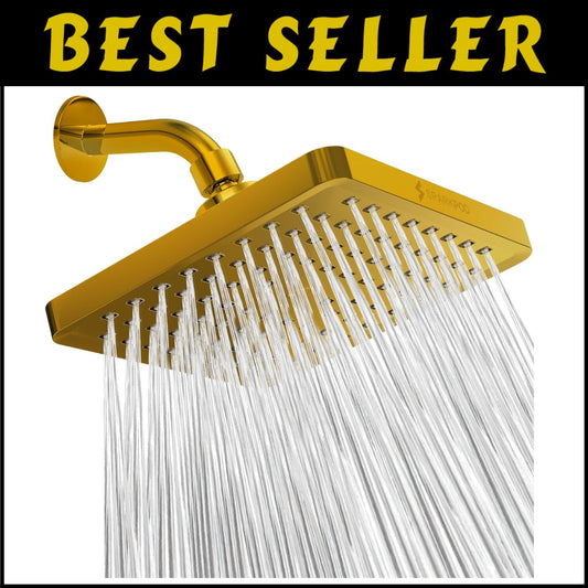 8 Inch Polished Luxury Shower Head - Easy Install High Pressure Rain Design