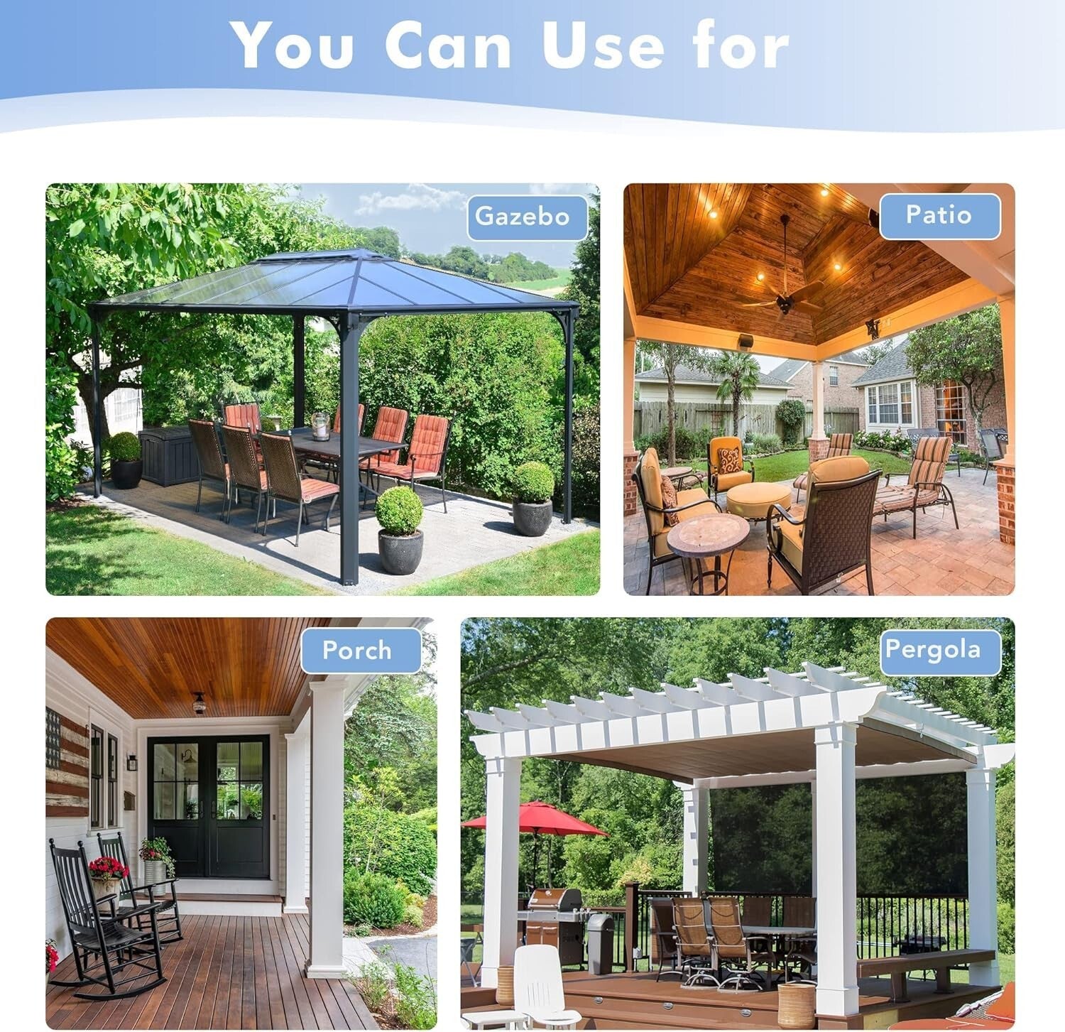 All-Season Waterproof Beige Drapes - 4 Piece Set for Gazebo & Pergola 54x120