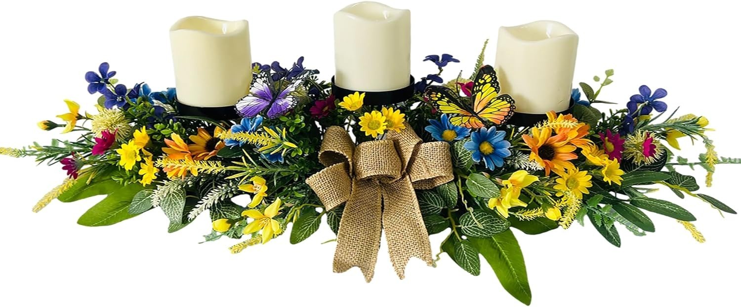 Versatile 3-Wick Candle Holder in Floral Design - Ideal for Spring Celebrations