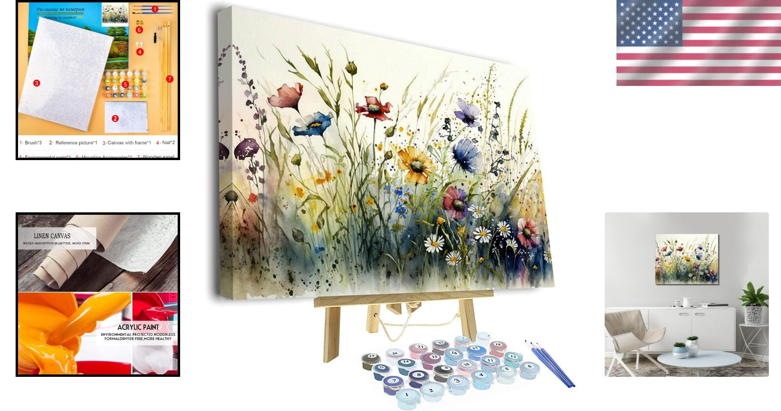 Artistic Floral Acrylic Paint by Number Kit - Perfect 16x20 Framed Gift