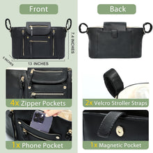 Load image into Gallery viewer, Practical Black Stroller Organizer with Adjustable Strap &amp; Insulated Pockets