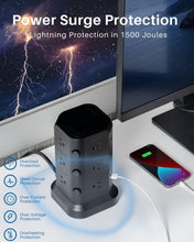 Load image into Gallery viewer, Smart Power Strip Tower: 12 Outlets &amp; 6 USBs with Individual Switches, Fireproof