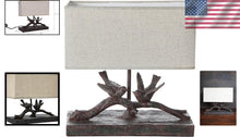 Load image into Gallery viewer, Elegant Rustic Bird Table Lamp with Antique Bronze Finish &amp; White Shade