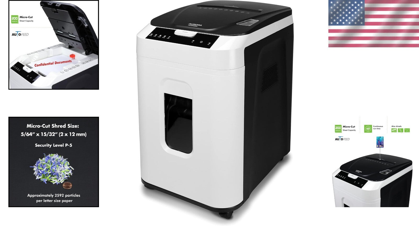 Advanced 200-Sheet Micro-Cut Paper Shredder with Continuous Use & LED Alerts