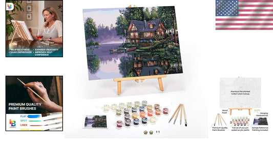 Cabin Fever 16" x 20" Framed Paint by Numbers Kit - Complete Set for Adults