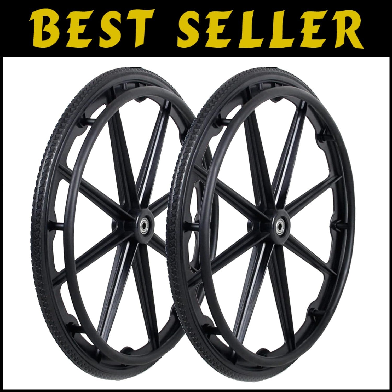 Durable 24-Inch Wheelchair Wheel Replacement - Puncture-Proof Nylon Design