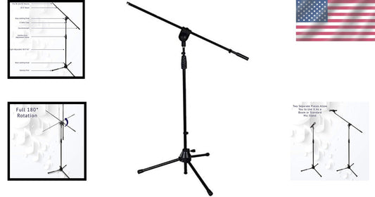 Durable Foldable Microphone Stand Boom Arm with Height Adjustment 38.5"-66"
