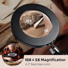 Load image into Gallery viewer, Flexible Gooseneck Magnifier with Light - 10x/5x for Easy Reading and Crafts