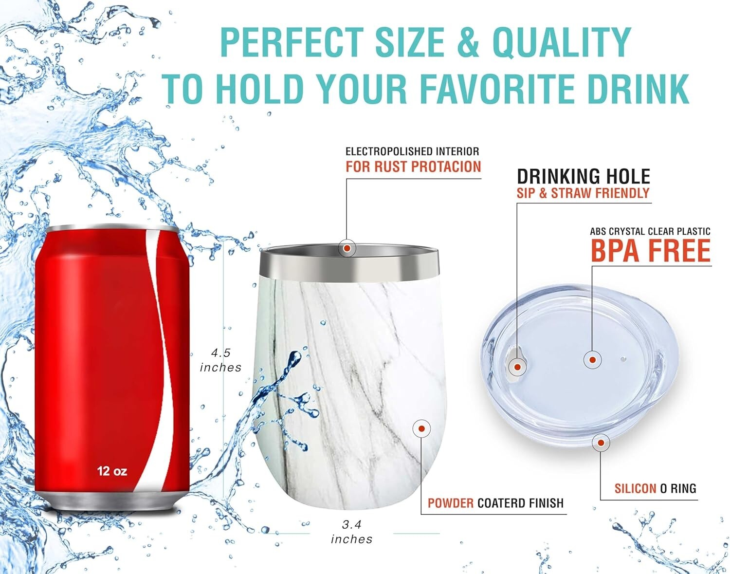 Insulated Wine Tumblers & Bottle - Carrara Marble Design for Outdoor Elegance