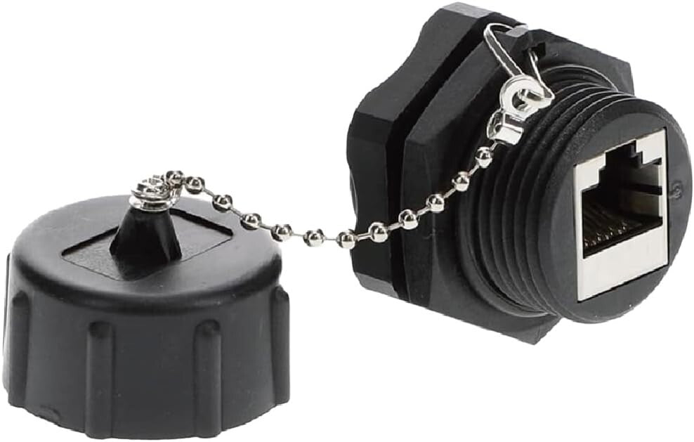 Durable RJ45 Cat6 Panel Mount Connector - Gold Plated, IP67 Waterproof Design