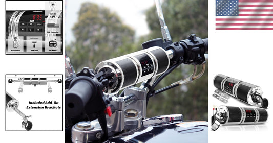 Aluminum Waterproof Bluetooth Audio Speakers for Motorcycles and ATVs - 2 Count