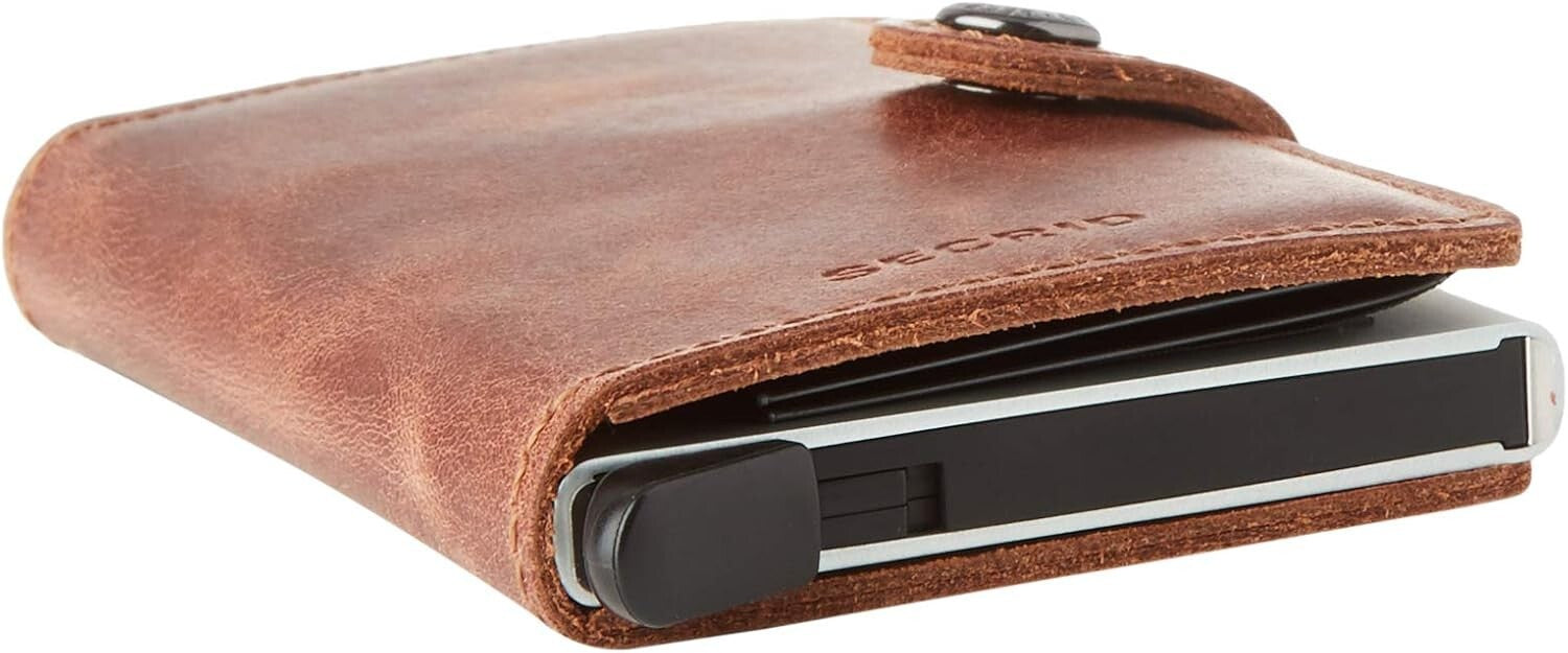 Chic Black Vintage Women's Card Case with Bill Compartment - Lightweight Design